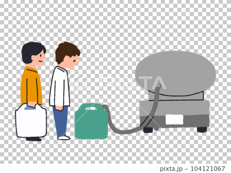 災害時に給水車で水の配布を受ける人々 104121067