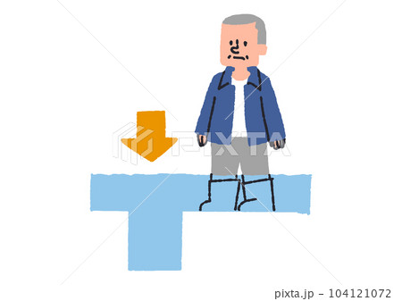 洪水が起きた時に側溝が見えなくて危険な様子のイラスト 洪水が起きた時に側溝が見えなくて危険な様子のイラスト 104121072