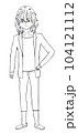 長髪の男性の正面の立ち絵 104121112