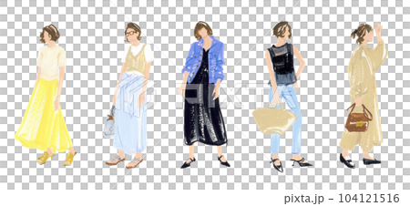 ファッションイラスト　手描きのスタイル画 104121516