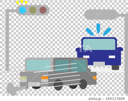 At the moment when the light turns green, the car that turns right ahead of the car going straight ahead 104121604