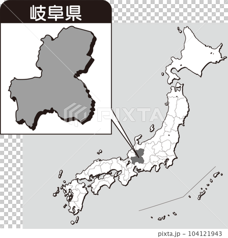 Map of Gifu prefecture_blank map_21_Gifu prefecture is here in the map of Japan_Enlarged map of Japan by prefecture_Gifu prefecture 104121943