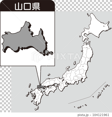 山口縣地圖_空白地圖_35_日本地圖上的山口縣_按縣劃分的日本放大地圖_山口縣 104121961