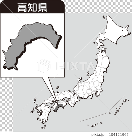 Map of Kochi Prefecture_blank map_39_Kochi Prefecture is here in the map of Japan_Enlarged map of Japan by prefecture_Kochi Prefecture 104121965