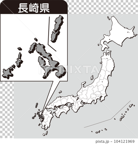 Map of Nagasaki prefecture_blank map_42_Nagasaki prefecture is here in the map of Japan_Enlarged map of Japan by prefecture_Nagasaki prefecture 104121969