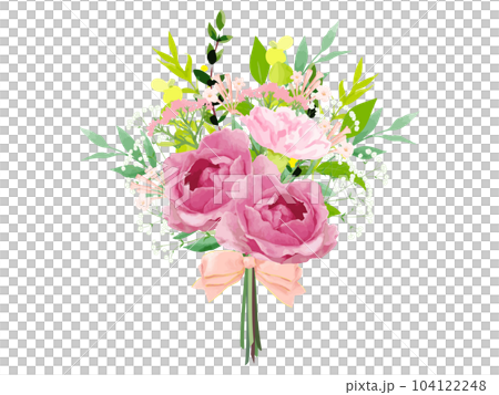 Illustration of a beautiful rose mini bouquet drawn by watercolor Illustration of a beautiful rose mini bouquet drawn by watercolor 104122248