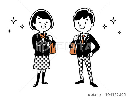 ベクターイラスト素材:男子学生と女子学生 ベクターイラスト素材:男子学生と女子学生 104122806