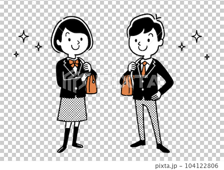 ベクターイラスト素材:男子学生と女子学生 ベクターイラスト素材:男子学生と女子学生 104122806