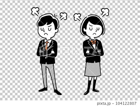 矢量插圖素材：憤怒的男學生和女學生 104122807