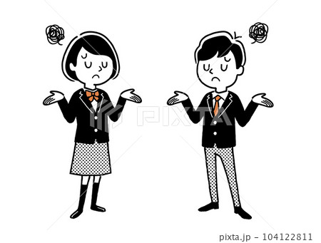 ベクターイラスト素材：困る男子学生と女子学生 104122811