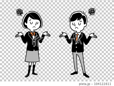 ベクターイラスト素材：困る男子学生と女子学生 104122811