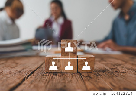 Business people process and workflow automation with flowchart. Business Analytics Workflow Process Project and Research Concept 104122814
