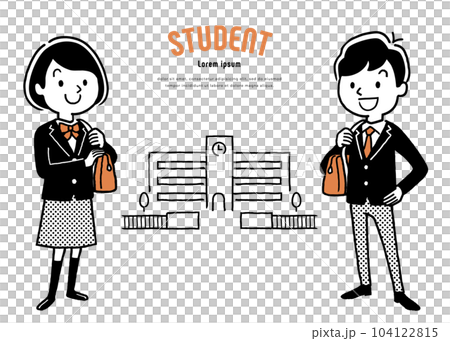 矢量插圖素材：男學生和女學生 104122815
