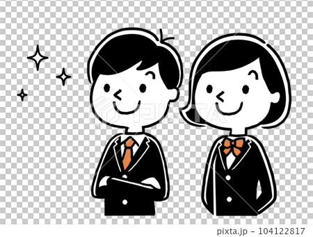 矢量插圖素材：男學生和女學生 104122817