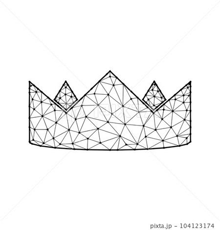 Crown polygonal vector illustration isolated on white background. Royal, king and queen symbol in abstract style 104123174