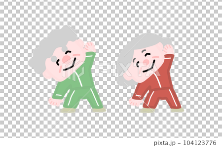 做無線電鍛煉的快樂的祖父和祖母 104123776