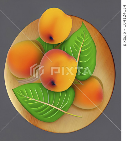 ripe apricots on the plate. top shot. 104124134