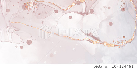 Vector Alcohol ink shape in tender coral and gold. 104124461