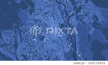 Detailed blue vector map poster of Kosice city, linear print map. Skyline urban panorama. Decorative graphic tourist map of Kosice territory. 104124693