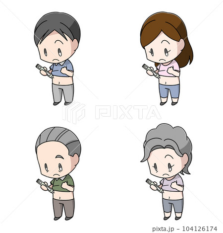 お腹に注射をする人のイラスト4パターン お腹に注射をする人のイラスト4パターン 104126174