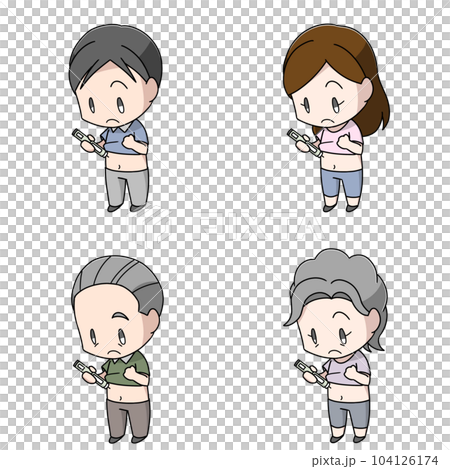 お腹に注射をする人のイラスト4パターン お腹に注射をする人のイラスト4パターン 104126174