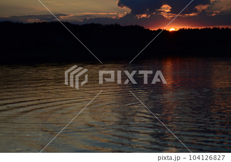 Sunset on the beach with beautiful sky 104126827