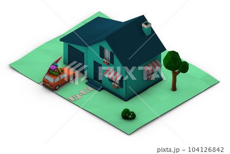 House low poly - 3D rendering 104126842