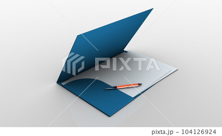 Document in folder with pen - 3D illustration 104126924