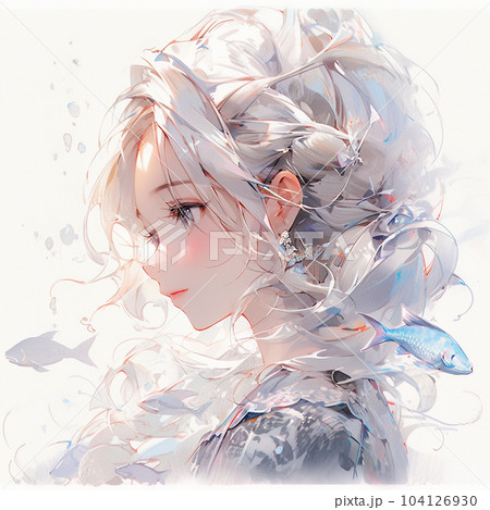 水彩画　透き通った少女 104126930