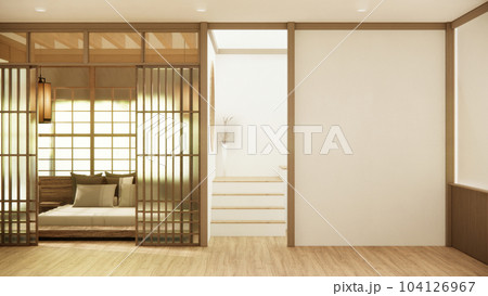 Nihon room design interior with door paper and wall room japanese style. Nihon room design interior with door paper and wall room japanese style. 104126967