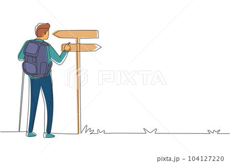 Single continuous line drawing direction...のイラスト素材 [104127220] - PIXTA