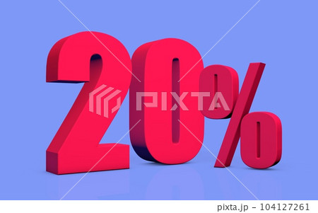 Discount percentage number 20% - 3D illustration Discount percentage number 20% - 3D illustration 104127261