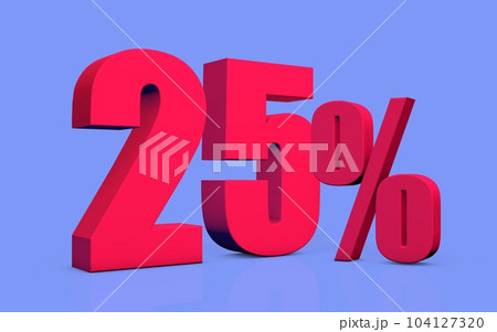 Discount percentage number 25% - 3D illustration 104127320