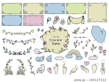 手描きの植物フレームのセット 104127322