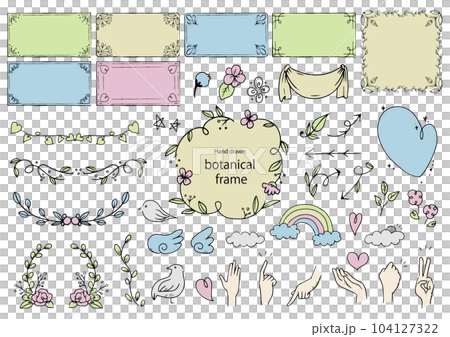 手描きの植物フレームのセット 104127322