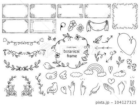 手描きの植物フレームのセット 104127325