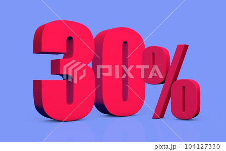Discount percentage number 30% - 3D illustration 104127330