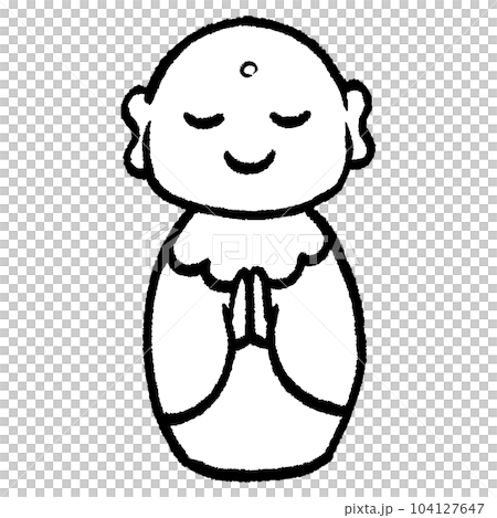 Cute Jizo's handwritten style line drawing illustration Cute Jizo's handwritten style line drawing illustration 104127647