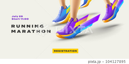 marathonposter with closeup lags of tight competition run for win, sneakers with speed movement stripes, 3d style marathonposter with closeup lags of tight competition run for win, sneakers with speed movement stripes, 3d style 104127895