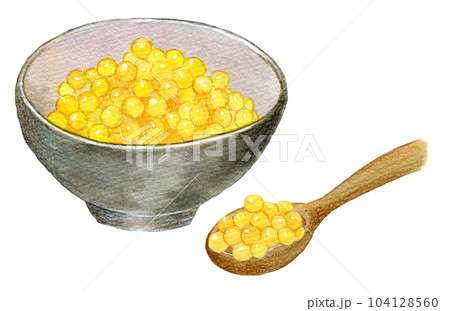 水彩イラスト 黄色いいくら ヤマメの卵 水彩イラスト 黄色いいくら ヤマメの卵 104128560