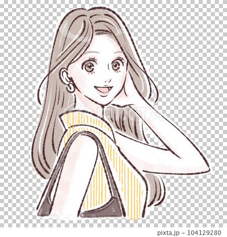 Shopping / shopping / going out / going out / outside / woman illustration material Shopping / shopping / going out / going out / outside / woman illustration material 104129280