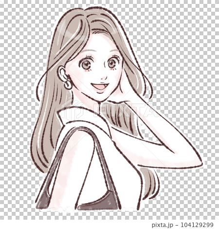 Shopping / shopping / going out / going out / outside / woman illustration material 104129299