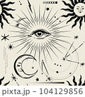 Spiritual eye isoteric seamless pattern. Mystic astrology design, horoscope. MOon sun earth alchmy 104129856