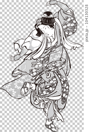 浮世絵 踊る女性 その14のイラスト素材 [104130328] - PIXTA