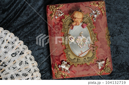 Antique Book With Colorful Gemstones. Fairy Tale Romance Book 104132719