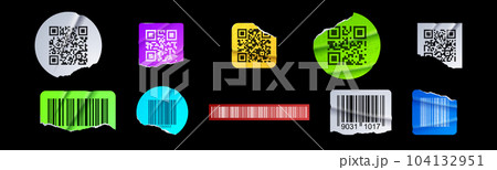 Torn barcode paper sticker label vector design Torn barcode paper sticker label vector design 104132951