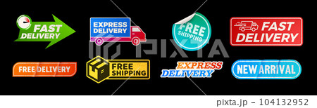 Vintage delivery sticker ribbon label icon vector Vintage delivery sticker ribbon label icon vector 104132952