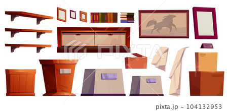 Cartoon museum gallery interior furniture set 104132953