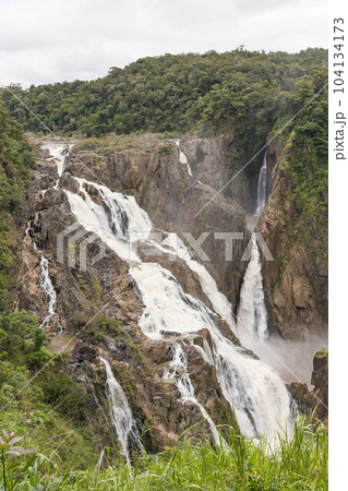 ケアンズ郊外のキュランダ鉄道の駅から見たバロン滝 104134173