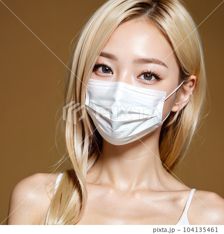 AI生成画像【人物】マスクをした金髪女性 AI生成画像【人物】マスクをした金髪女性 104135461